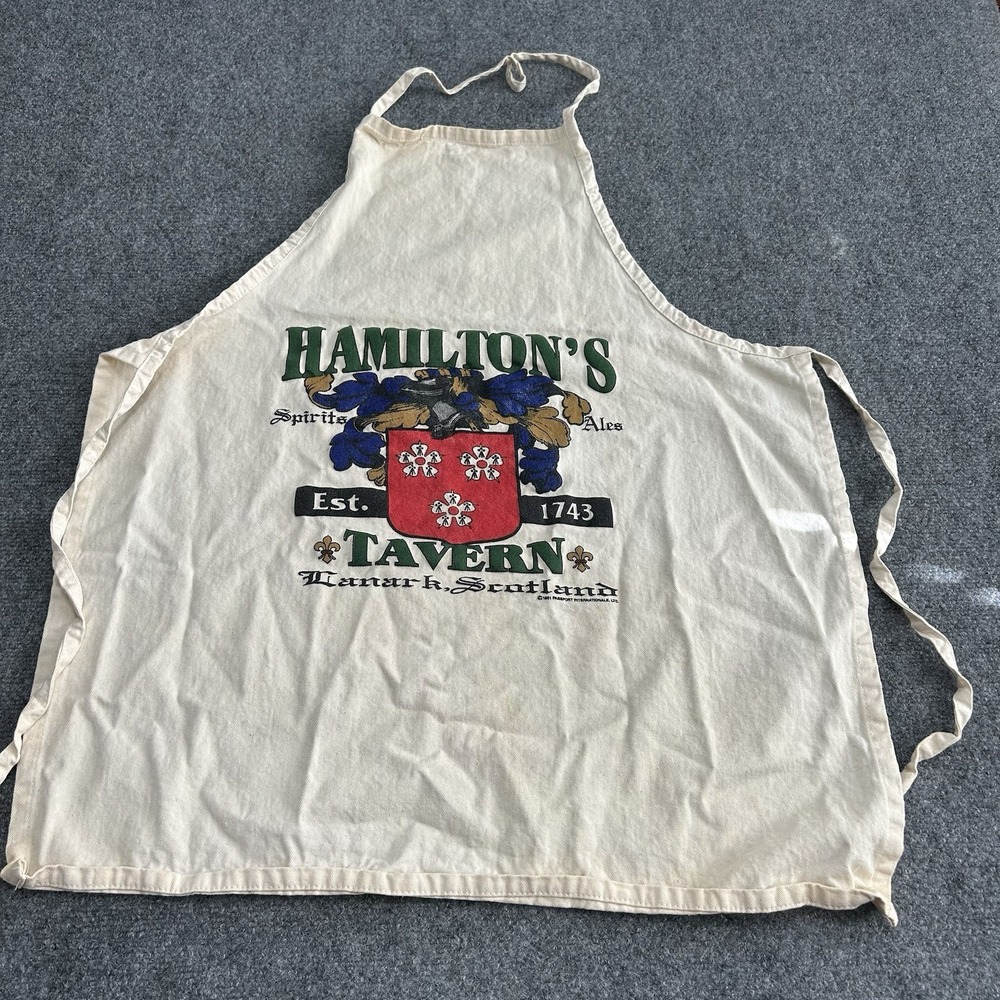 Cream Cotton Apron with Crest Print